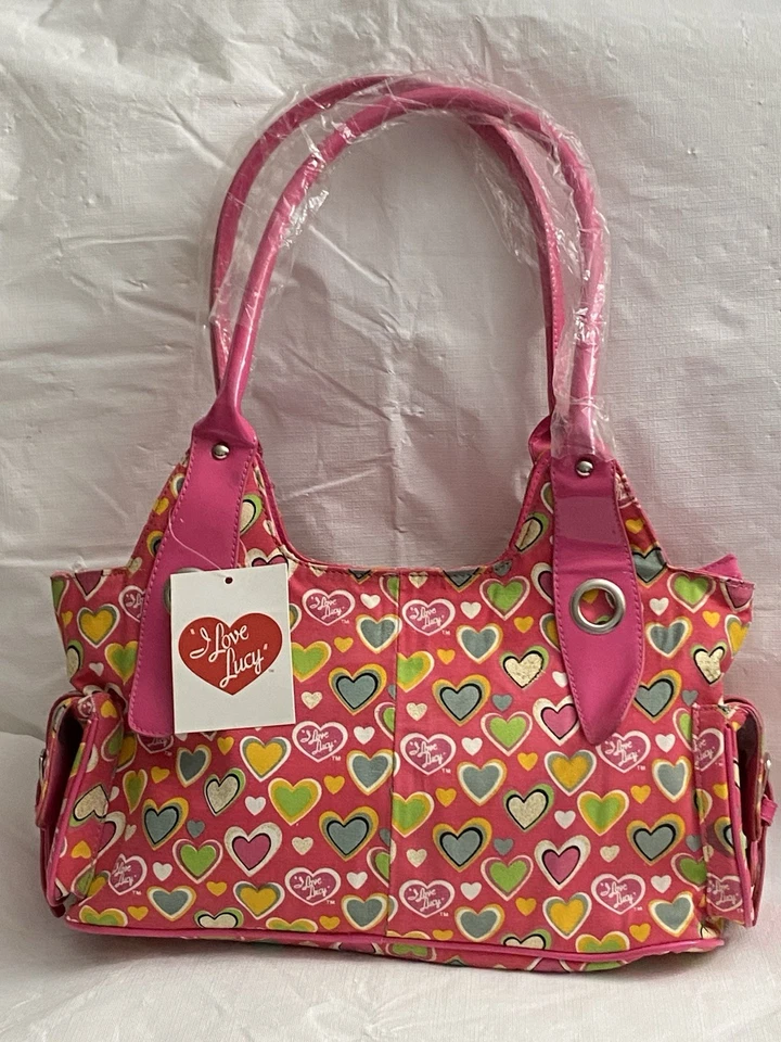 I Love Lucy Purse Shoulder Bag Pink Mulitcolor Hearts Aliz International Foto 1 de 4
