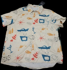Retro 50s Martini Jetsons Googie Short Sleeve Hawaiian 3XL Hawalili - Picture 1 of 9
