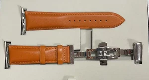 Men’s Whiskey Brown Watch Band with silver Details - Size M（42/44MM） - Picture 1 of 2