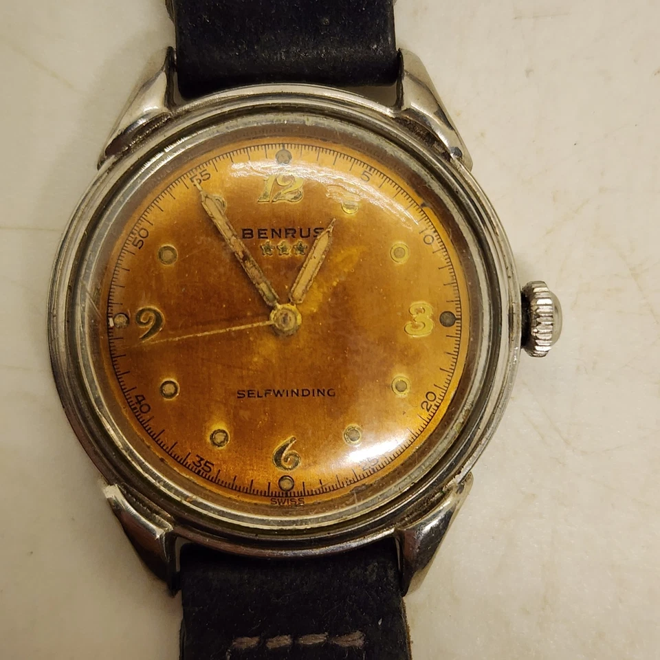 Винтажные водонепроницаемые часы 1950-х BENRUS 3 Star с автоподзаводом нержавеющая сталь 542605 - Изображение 1 из 4
