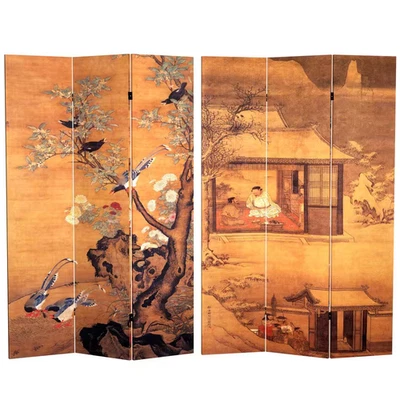 6 ft. printed 3-panel room divider | chinese canvas double sided oriental tall - Image 1 of 4