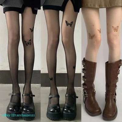 Sexy Pantimedias Color Piel Mariposa Ultra Delgadas Spice Girl Lolita Tatuaje Seda Soc Foto 1 de 4