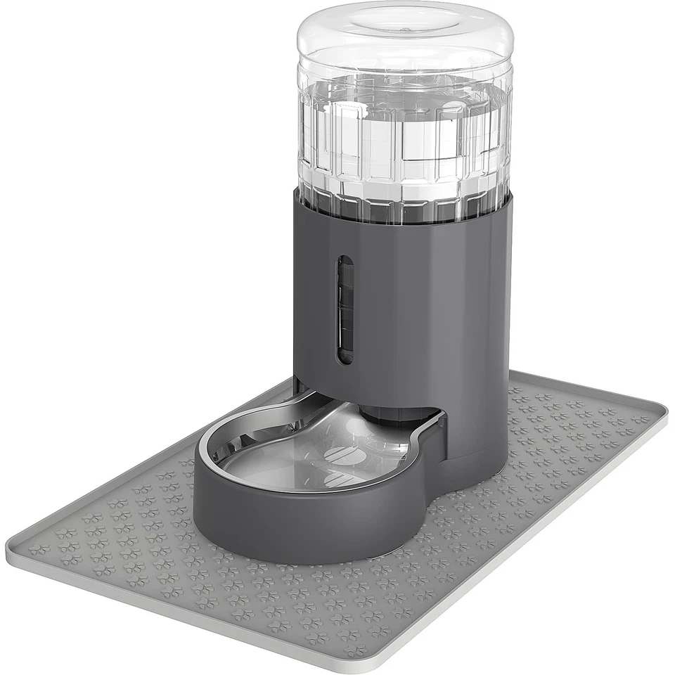 Dispensador de agua para gatos con mantel individual y cuenco de acero inoxidable, gravedad automática... Foto 1 de 4