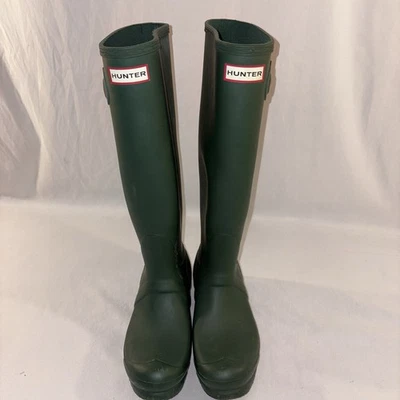 Hunter Original Botas Altas de Invierno de Lluvia en Verde Oscuro Elegantes y Duraderas para Mujer’s 8 Foto 1 de 4