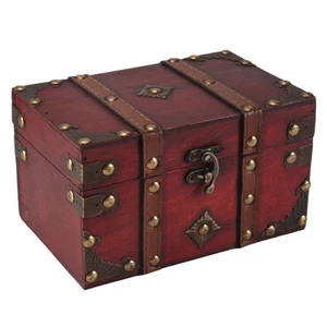 Retro Schatztruhe Vintage Holz Aufbewahrungsbox Antik Schmuck Organizer7492 - Bild 1 von 7