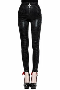 Killstar Incantation Hose Damen Medium schwarz Kunst Python Schlangenleder Kreuz Reißverschluss - Bild 1 von 7