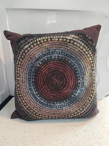 Cassa e Barile Bersaglio Cuscino Perline Marrone Oro Blu Rosso Autunno 16 X 16... - Foto 1 di 9