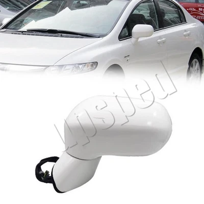 Espejo retrovisor lateral izquierdo blanco vidrio eléctrico 3 pines para Honda Civic 2006-2011 sedán Foto 1 de 4