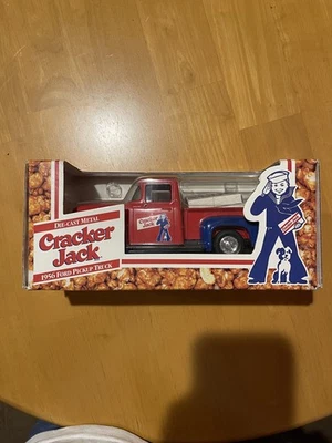 Cracker Jack 1956 Ford Pickup Truck w/ Load Die Cast Metal Bank Ertl 1996 F607 - Image 1 of 3