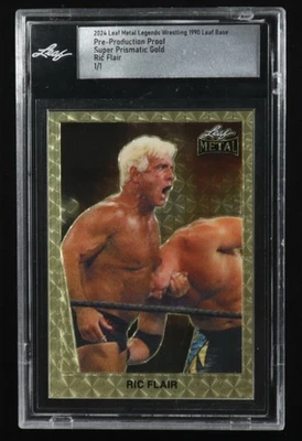 2024 Ric Flair Leaf Pre-Production Proof Super Prismatic Gold 1 of 1 WWE WCW - Image 1 of 3