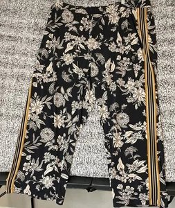 Susan Graver 2X Pantalones Negros Marrón Floral Tejido Líquido Pierna Ancha Resort de Vacaciones - Imagen 1 de 6