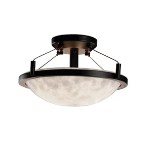 Justice Design Group CLD-9680-35 Clouds 14" Round Bowl Semi Flush - Bronze - Picture 1 of 1