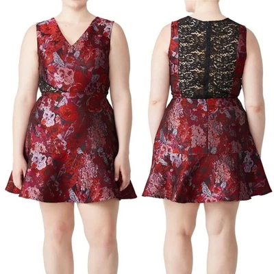 Vestido Anthropologie Pizarra y Sauce Ajuste y Acampanado Floral Encaje Cuello en V Romántico Gótico Foto 1 de 4