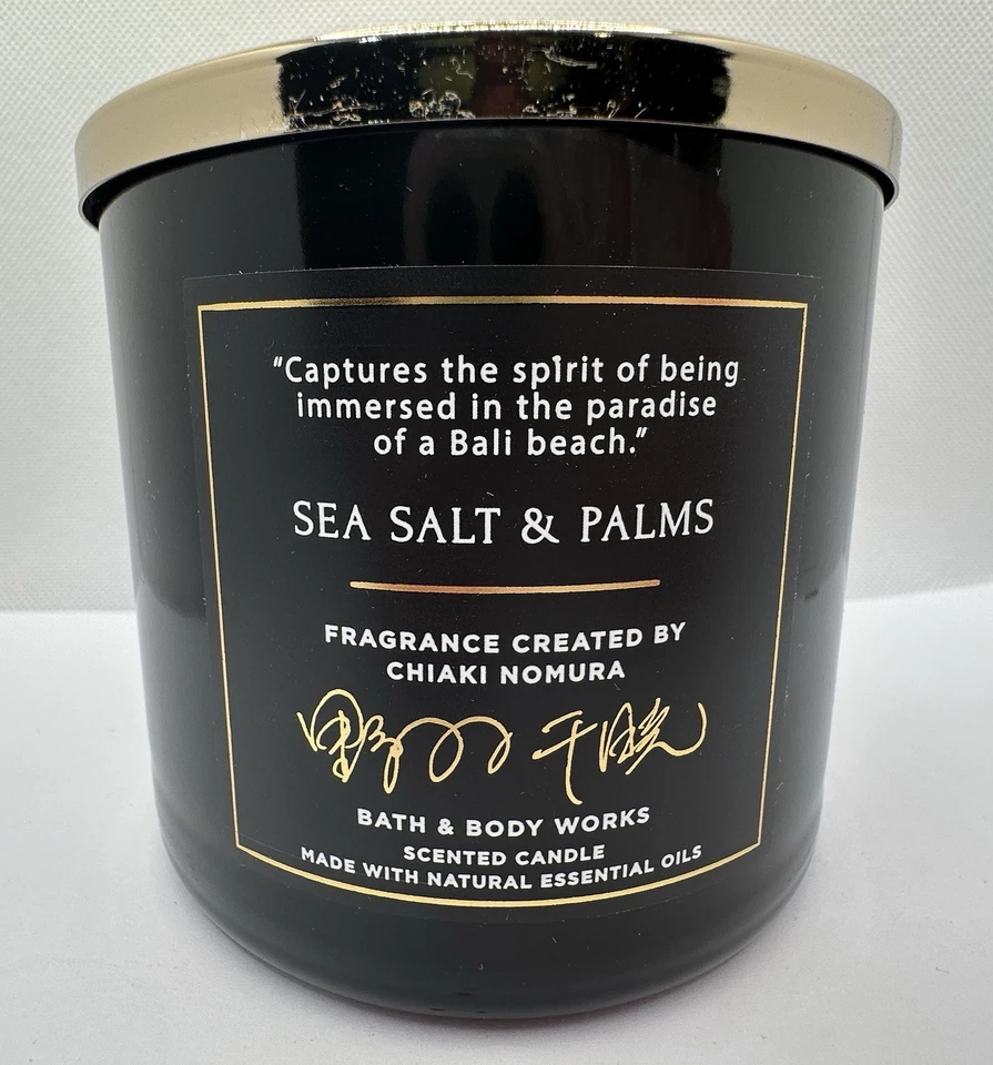 Vela Bath & Body Works Chiaki Nomura Sea Salt & Palms 3 mechas 14,5 OZ Foto 1 de 1