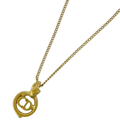 Collana Christian Dior Logo CD Ciondolo Collana Placcato Oro Donna