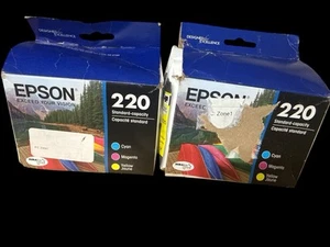 2x CARTUCHOS DE TINTA EPSON 220 COLOR, CIAN-MAGENTA-AMARILLO CADUCIDAD: 05-2027 NUEVOS - Imagen 1 de 3