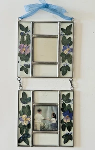 "Marco de pared de vidrio con plomo para 2 flores prensadas botánicas sostiene (2) 2,5"" x 2,5""" - Imagen 1 de 10