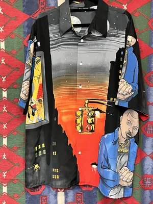 Y2k 2000s Dj Club Dance Rave Hip Hop All Over Print Button Down Shirt Sz Xxl - Image 1 of 4