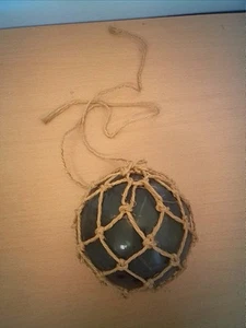 Vintage großer mundgeblasener grüner Angelschwimmer 5" im Netz - Bild 1 von 7