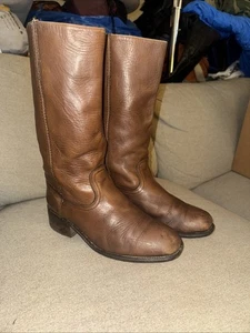 Vintage Frye USA Campus Boots 9.5 EE Western Square Toe Brown - Picture 1 of 9