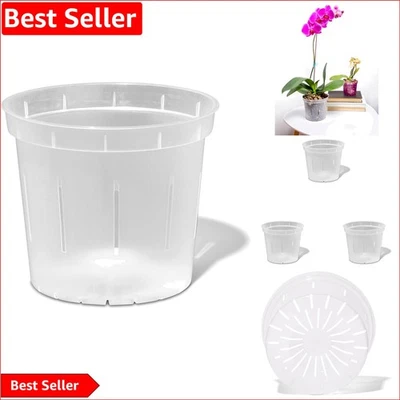 Elegantes macetas para orquídeas ranuradas de 4 pulgadas - perfectas para orquídeas y suculentas, paquete de 3 Foto 1 de 4
