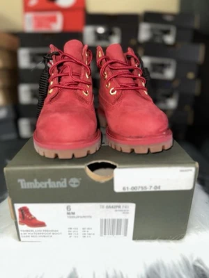 Botas Timberland Niño 6 Rojo Oscuro Nubuck Talla 6 Excelente Estado Con Caja Foto 1 de 3