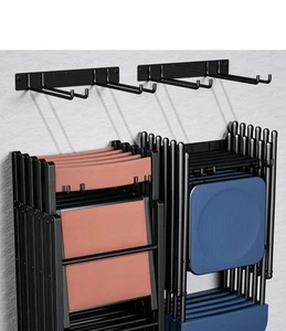 Folding Chair Storage Rack Wall Mount - 2 Pack 240 LBS Capacity - Picture 1 of 7