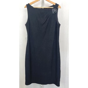 Neu mit Etikett St. John Kaviar Etui-Kleid Plissee Knopf strukturiert Strick LBD schwarz Größe 12 - Bild 1 von 11