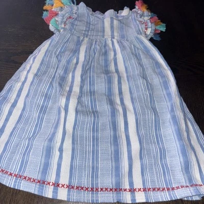 Mud Pie 彩虹花卉布流苏连衣裙 5T 二手状况完好 — 第 1/4 张图片