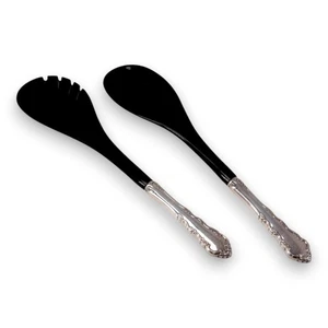 Towle Sterling Silver Plate Salad Tong Fork Spoon Serving Set 11.5" No Monogram - Picture 1 of 8