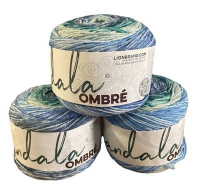 Lot of 3 Cakes: Lion Brand Mandala Ombre Yarn Mantra 202CC 5.3oz /each NEW! - Image 1 of 4