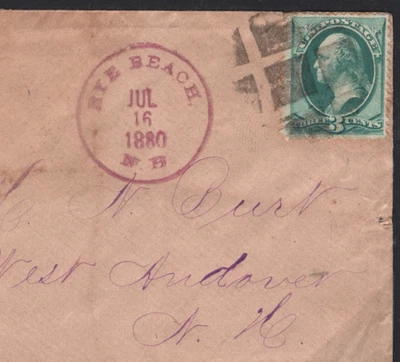 USA Classic Cover 1880 RARE New Hampshire *RYE BEACH* PURPLE Rubber CDS MS1314 - Image 1 of 4