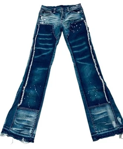 Rockstar Original Jeans Youth Size 16 Blue Distressed Rocker Denim Stretch - Picture 1 of 11