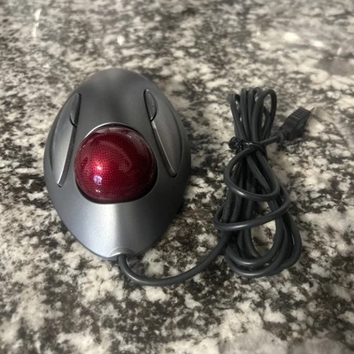 Logitech Trackman Red Marble Trackball USB Mouse T-BC21 - Image 1 of 4