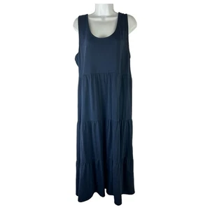 J. Maxi Vestido Crew Niveles Azul Marino Algodón Nuevo con Etiquetas Talla L - Imagen 1 de 9