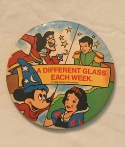 Vintage Walt Disney Productions Collectible Glassware Promotional Button Pin - Picture 1 of 4