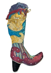 CALZA NATALIZIA VINTAGE KATHERINE'S COLLECTION WAYNE KLESKI ROSA E BLU PERLINE - Foto 1 di 2