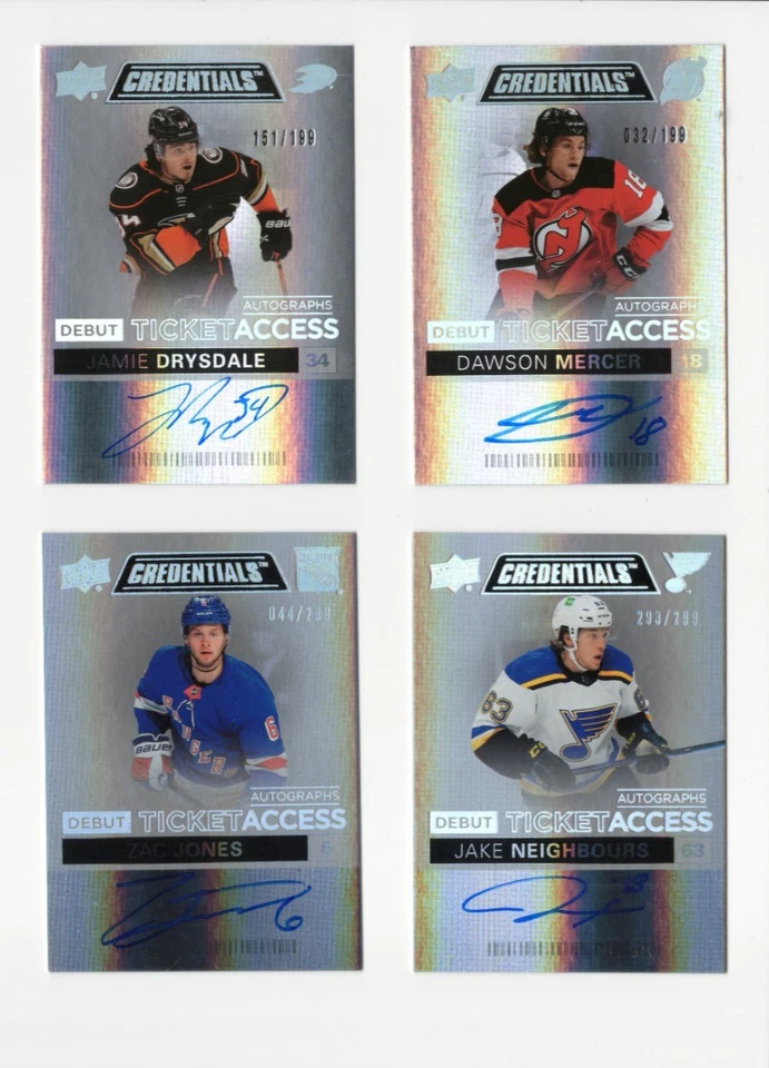 2021-22 UD Credentials Debut Ticket Access Autograph #/199 #/299 Pick From List - Image 1 of 1