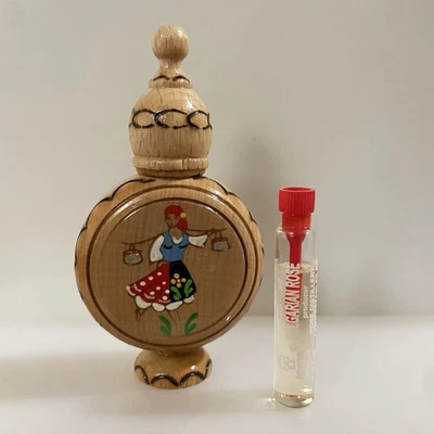 Perfume de aceite de rosa búlgara 2,1 ml frasco de viaje recuerdo de madera niña LEMA KAZANLAK Foto 1 de 4