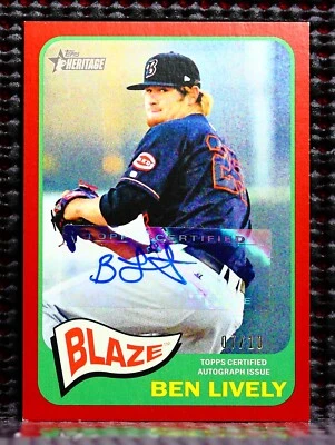 BEN LIVELY  -  2014 TOPPS HERITAGE MINORS REAL ONE AUTOGRAPHS RED #ROABL - Image 1 of 2