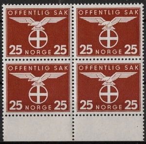 504 Norway 1942-44, T 53 MNH, Suncross 25-øre, SC #O49, MI D49. - Picture 1 of 1