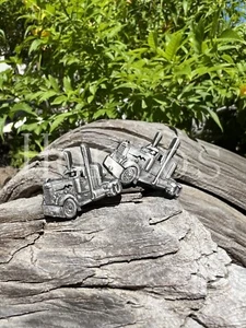 Custom Made Cufflinks Modern Trailer Head Truck Men Vintage Style Satin Silver - Picture 1 of 7