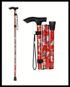 Cane Walking Stick Adjustable Folding Collapsible Travel Hiking Bug Out Bag -37" - Picture 1 of 5