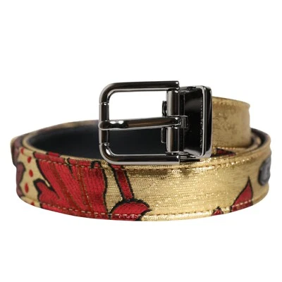 Cinturón DOLCE & GABBANA Dorado Floral Jacquard Plata Metal Hebilla 85cm/34in 570usd Foto 1 de 4
