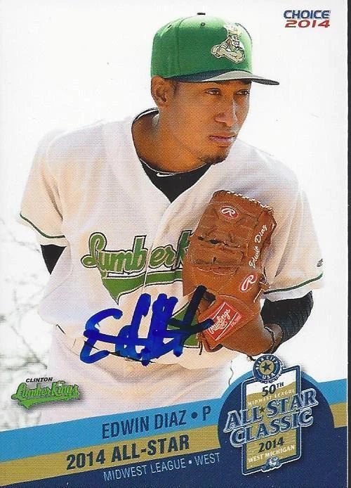 Edwin Diaz 2014 Midwest League All Star Clinton Lumberkings Signed Card  - Image 1 of 1