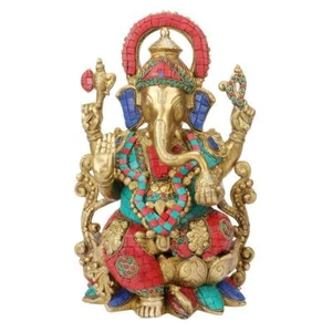 Whitewhale Brass Hindu Lord Ganesh Bhagwan Idol Ganesha Statue Murti. - Picture 1 of 6