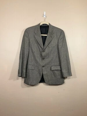 Blazer masculino vintage Chaps Ralph Lauren lã seda 3 botões Houndstooth 42R Preppy - Imagem 1 de 4