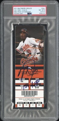 Mike Trout Signed 1st MLB HR Home Run Ticket INSCRIBED PSA 8 Auto 9 - Image 1 of 2