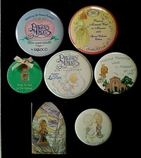 Precious Moments, Lot Of 7 Collectible Buttons/ Pinbacks, w/ Baby Coll, Vtg