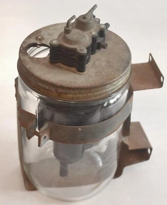 1958-1960 Lincoln Washer Fluid Glass Jar Reservoir, Lid & Brackets, 1958 Edsel - Image 1 of 4